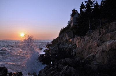 Bass Harbor Head lighthouse at sunset